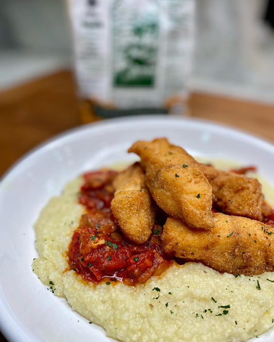 Fried Fish, Grits, & Tomato Gravy